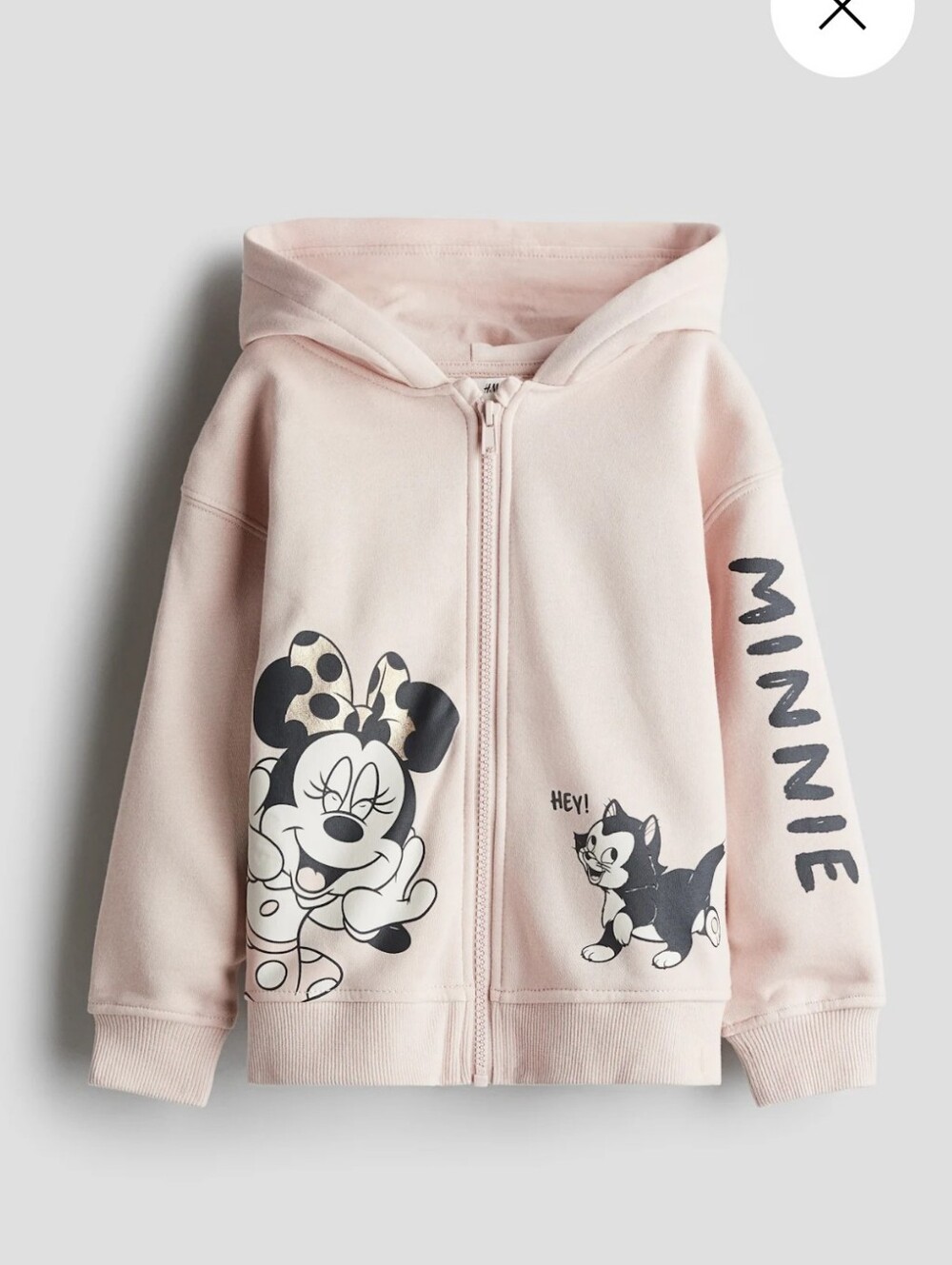 Disney Minnie Mouse H&M Girls Light Pink Zip-Up Hoodie for Kids (Size 8/10)